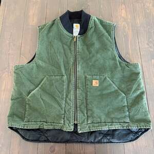 Vintage Carhartt V02 CYP Cypress Green Arctic Quilt-Lined Duck Vest Size 2XL